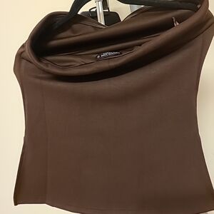 Brown Off-Shoulder Top